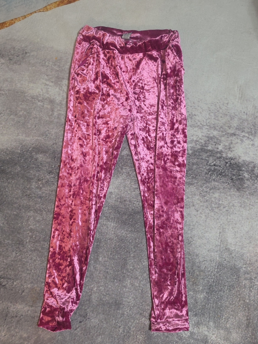 Girls' Crushed Velvet Leggings in Mauve Pink - Soft Stretch Kids Bottoms
